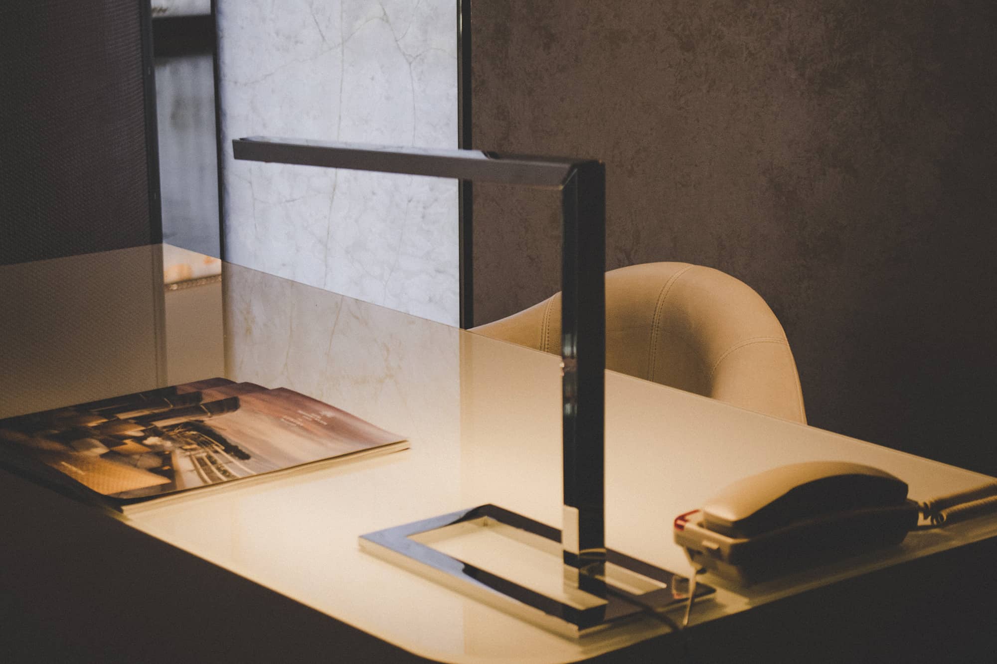 Office desk with modern light